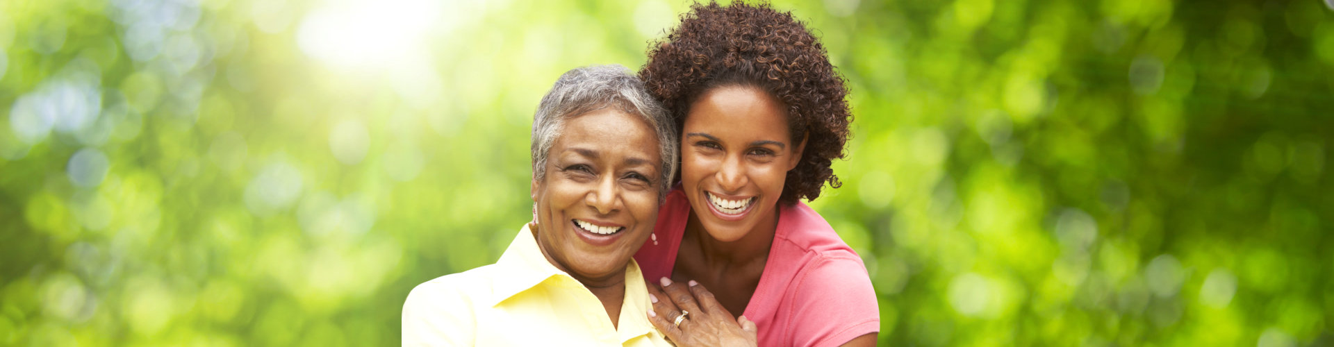 female caregiver with her client smiling
